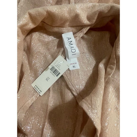 Anthropologie Amadi Kaye Linen Oversized Metallic Blazer Blush NWT Size XL - Picture 6 of 11